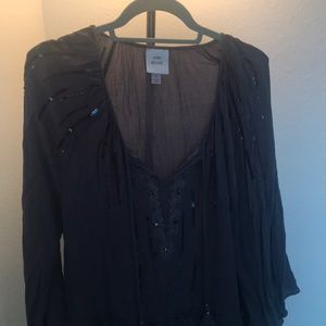 Knox Rose Boho Chic Grey blouse - NEVER WORN!!